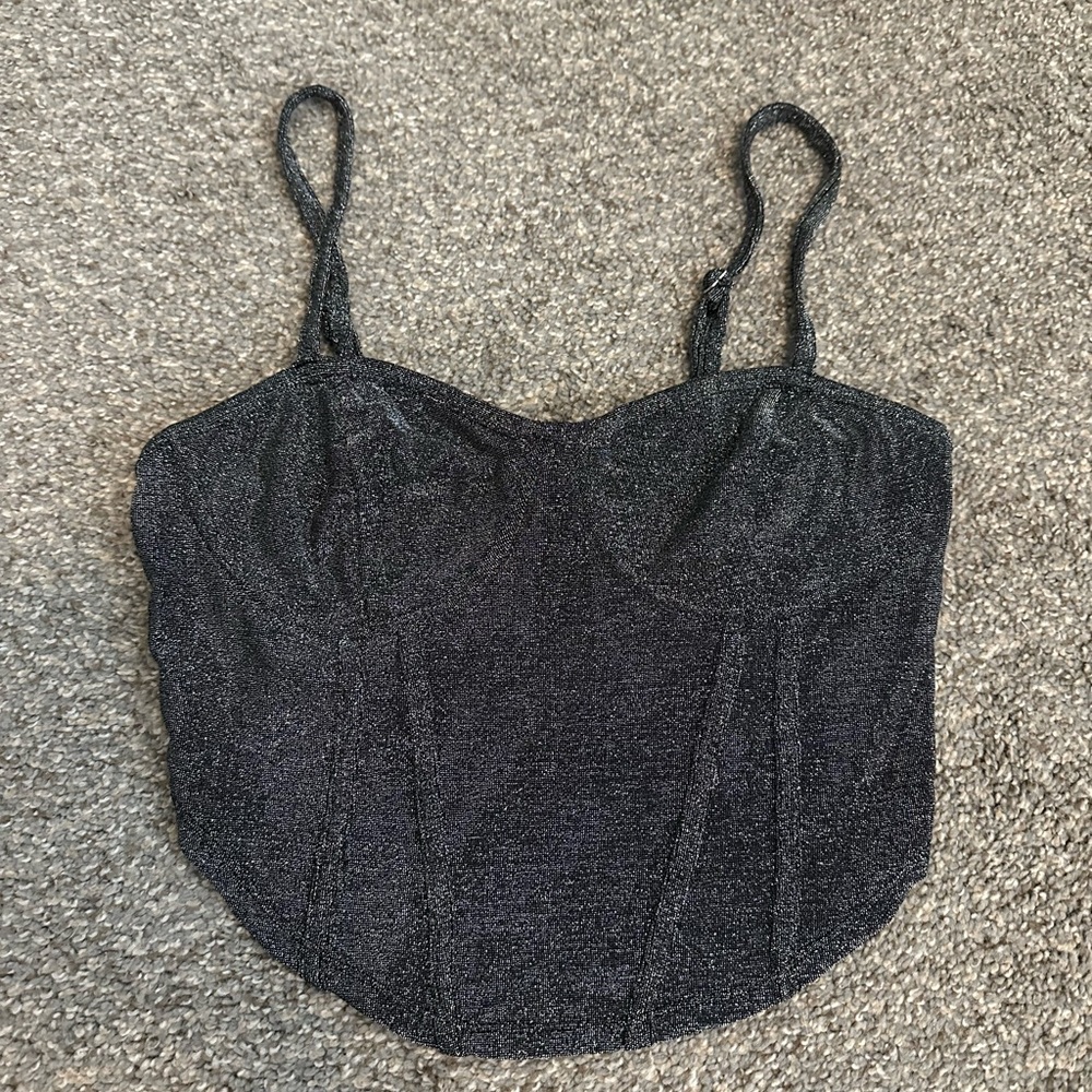 Forever 21 Black Glitter Crop Top